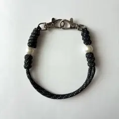 パール パラコード ハンドストラップ スマホ 黒 落下防止