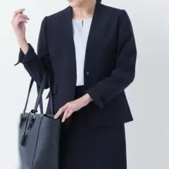 美品　洗える ORIHICA スーツ セットアップ ストレッチ ネイビー