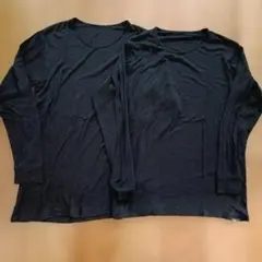 しまむらFIBER HEATプレミアム ブラック長袖カットソー 2枚セット