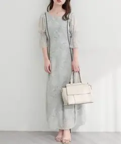 【新品 タグ付き】ナチュラルクチュール　キャンディースリーブパイピングワンピース