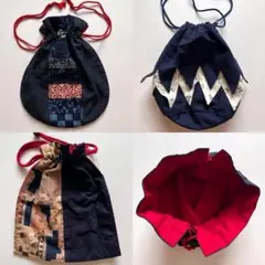 ア*ン様 パッチワーク巾着袋 ハンドメイド　3点セット