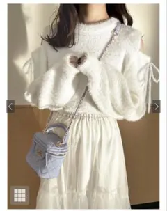 GRL ショルダーオープンシャギーニットトップスKz490