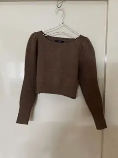 EMODA ブラウン クロップドニット 長袖 Ｆ　フリーサイズ