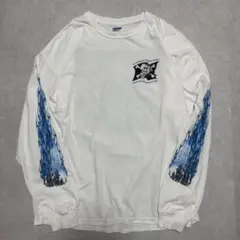 Y2K ファイヤーパターン スカルプリント ロンtee ロングTシャツ 古着のサムネイル