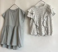 【2着セット】earth music&ecology水色 ブラウスM 綿100%