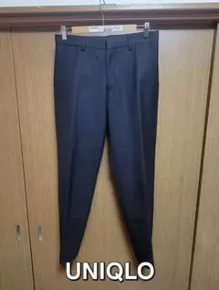 【希少/高級】ユニクロ タスマニアウール テーパードパンツ ネイビー 76cm