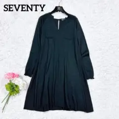 【美品】SEVENTY セブンティ 長袖Vネックワンピース ニット切替