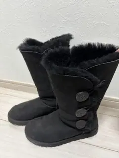 UGG ムートンブーツ ロング 24cm ブラック　ベイリーボタン