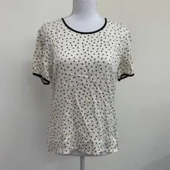 【b0067】ESCADA 半袖シャツ ドット柄 白 大人ガーリー 綺麗めのサムネイル