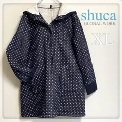 shuca グローバルワーク　フード付ドット柄コート　内側あったか　XL 可愛い