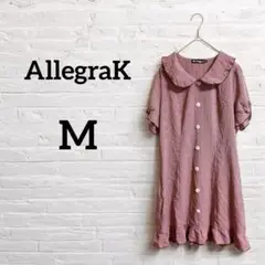 一点もの‼︎AllegraK【M】半袖ひざ丈ワンピース 赤チェック柄