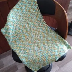 ハンドメイド　グリーン系　ニットマフラー　コットン&レーヨン　44✕170