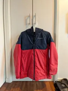 Columbia フード付きジャケット キッズM 赤/青