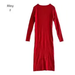 ワンピース リブニット デート お出かけ 編みあげリボン F 1266