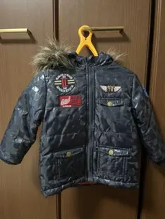 ダークネイビー ファー付き中綿コート