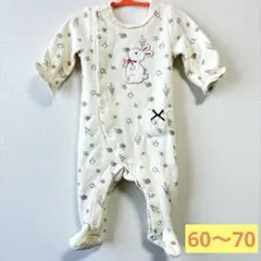 西松屋 足つき ロンパース 60〜70 滑り止め付き 冬 カバーオール うさぎ