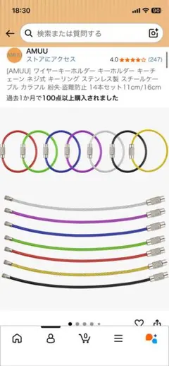 ワイヤーキーホルダー 12本入り