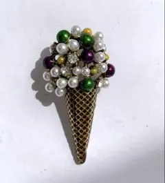 ブローチ コーンアイス ラインストーン チャーム アクセサリー Bタイプ