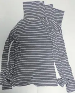 タートルネック ハイネックニット３枚セット★ボーダー グレー　Ｌサイズ