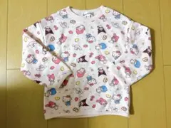 新品タグ付き　サンリオトレーナー総柄　裏起毛キティ　マイメロ　クロミ100cm
