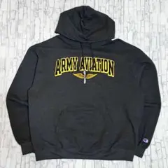 チャンピオン US古着 ARMY ミリタリー刺繍 スウェット パーカー XL