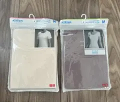 ユニクロ エアリズム コットン Uネック クルーネック 半袖T 2枚セット