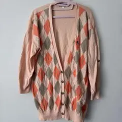 バーバリーブルーレーベル ダイヤモンドパターン ニットカーディガン 38