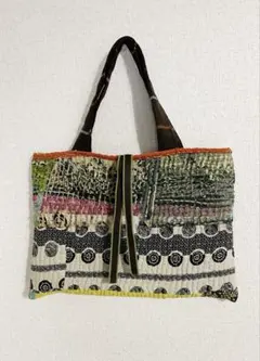 インドヴィンテージカンタキルト ラリーキルト バッグ　サブバックトートバッグ刺子