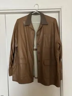 mystic ブラウンレザー レース付きジャケット