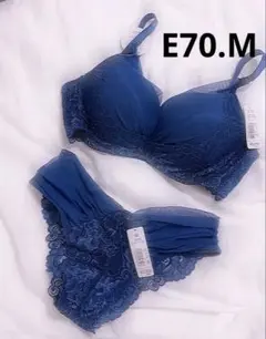 aimerfeel ダークブルー ブラジャーショーツセット E70 M