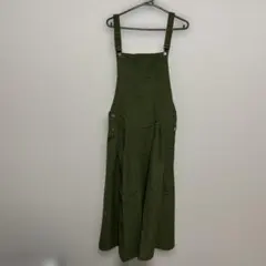 サロペット　スカート　カーキ色　ロングスカート