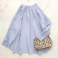 美品 アーバンリサーチドアーズ ボイルストライプ2WAYブラウス ブルー