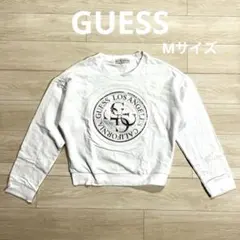 【新品未使用】GUESS ホワイト 裏起毛スウェット トレーナー ショート丈 M
