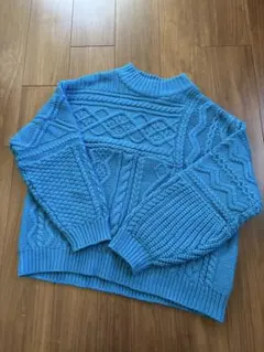 ニコアンド　青　ニット　Lサイズ