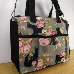 黒猫 薔薇 レア生地 特大チューリップバック - メルカリ