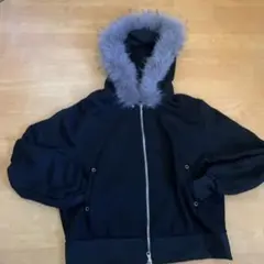 ファー付きフード 黒パーカーy2k