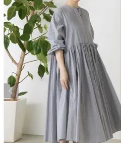 ○極美品○Veritecoeur ヴェリテクール 切替ギャザーギンガム