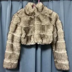短丈 ファージャケット ファーコート ベージュ