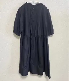 Honeys ハニーズ フロントボタン シャツワンピース ブラック S フレア