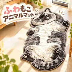 シャム猫風 猫型マット 45×80 玄関マット ラグ ヘソ天 肉球 インテイリア