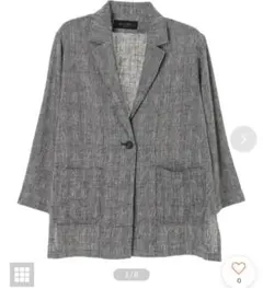 グリーンパークス リネンテーラードジャケット F グレンチェック