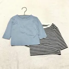 【無印良品】Tシャツ カットソー 2枚セット ボーダー柄 綿100％ ベビー80