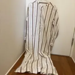 【FORK & SPOON】ストライプ長袖シャツワンピース