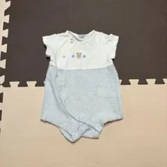 familiar クマ刺繍ロンパース 60cm 男の子 ブルー