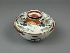 古九谷 蓋付茶碗 銀継 金彩 色絵 和食器 蓋茶碗 時代物