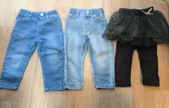 デニムボトムスとチュールスカートセット