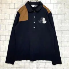 Black & White 長袖ポロシャツ サイズ2 ネイビー　ブラウン