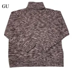 GU ローゲージタートルネックセーターメンズ　　ブラウン系　Ｌ