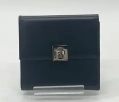 T1456 美品☆ バリー 折り財布 二つ折り財布 がま口 レザー ブラック