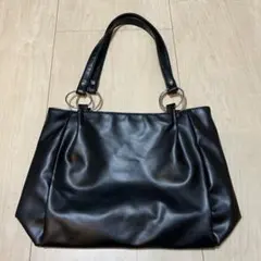 トートバッグ ショルダーバッグ A4 通勤 通学 黒 カジュアル 合成皮革